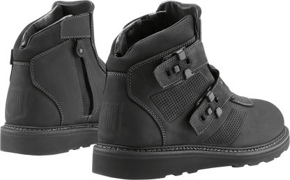 ICON El Bajo2 Leather Boots w/Impact Protection Black - Kelly Motorsports