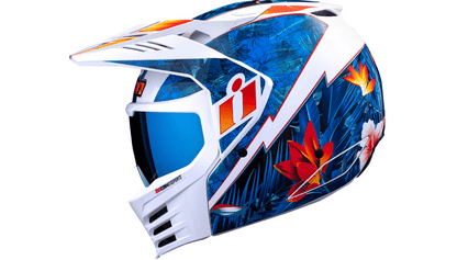 ICON Elsinore™ Helmet Blue/White Lightweight FRP Composite Shell - Kelly Motorsports