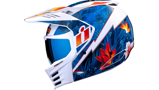 ICON Elsinore™ Helmet Blue/White Lightweight FRP Composite Shell - Kelly Motorsports