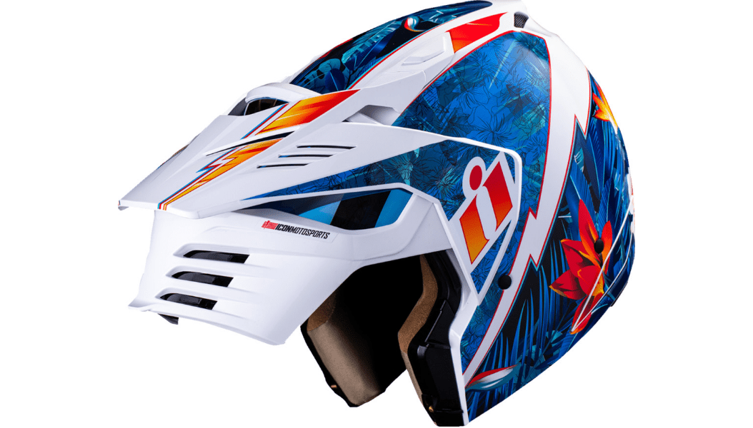 ICON Elsinore™ Helmet Blue/White Lightweight FRP Composite Shell - Kelly Motorsports