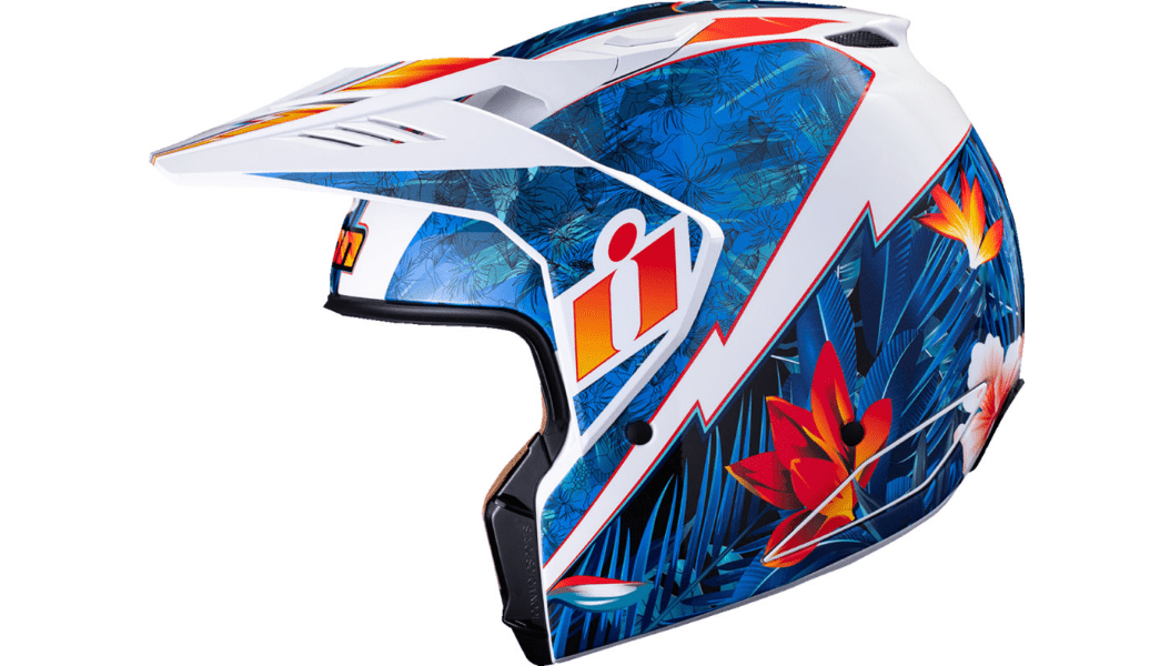 ICON Elsinore™ Helmet Blue/White Lightweight FRP Composite Shell - Kelly Motorsports