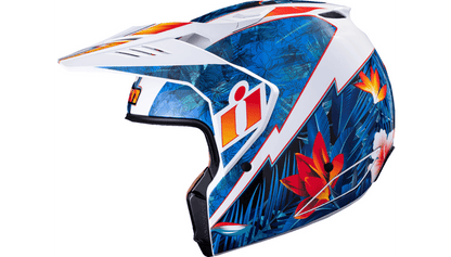 ICON Elsinore™ Helmet Blue/White Lightweight FRP Composite Shell - Kelly Motorsports
