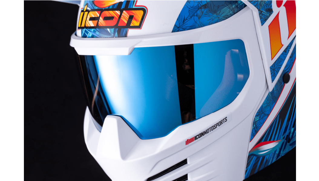 ICON Elsinore™ Helmet Blue/White Lightweight FRP Composite Shell - Kelly Motorsports