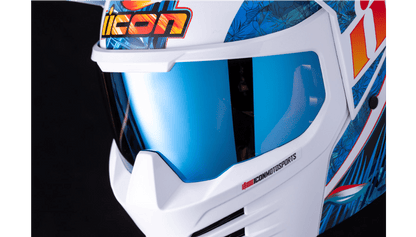 ICON Elsinore™ Helmet Blue/White Lightweight FRP Composite Shell - Kelly Motorsports