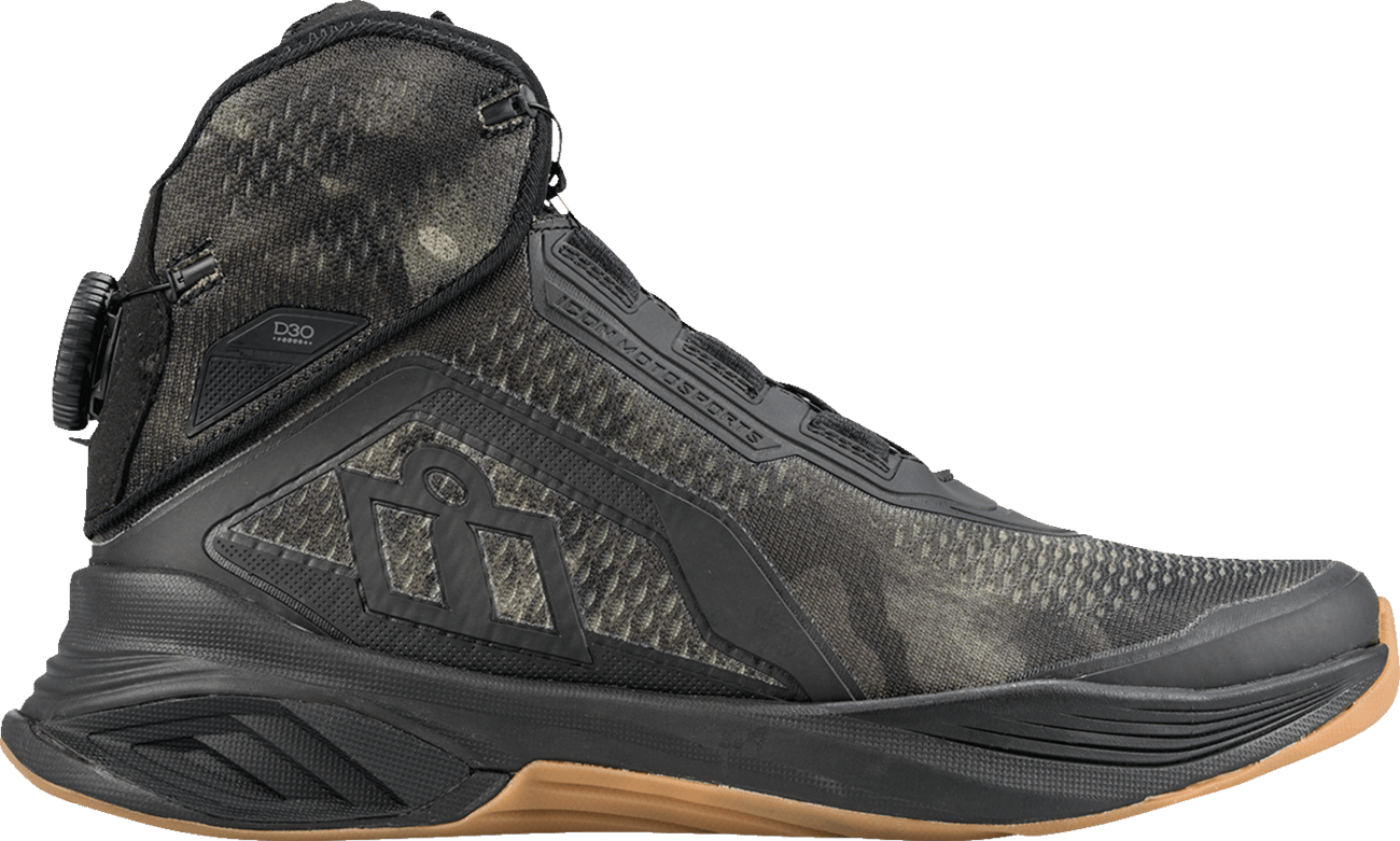 ICON Hooligan AF Boots - Durable Textile Mesh Gray/Camo - Kelly Motorsports