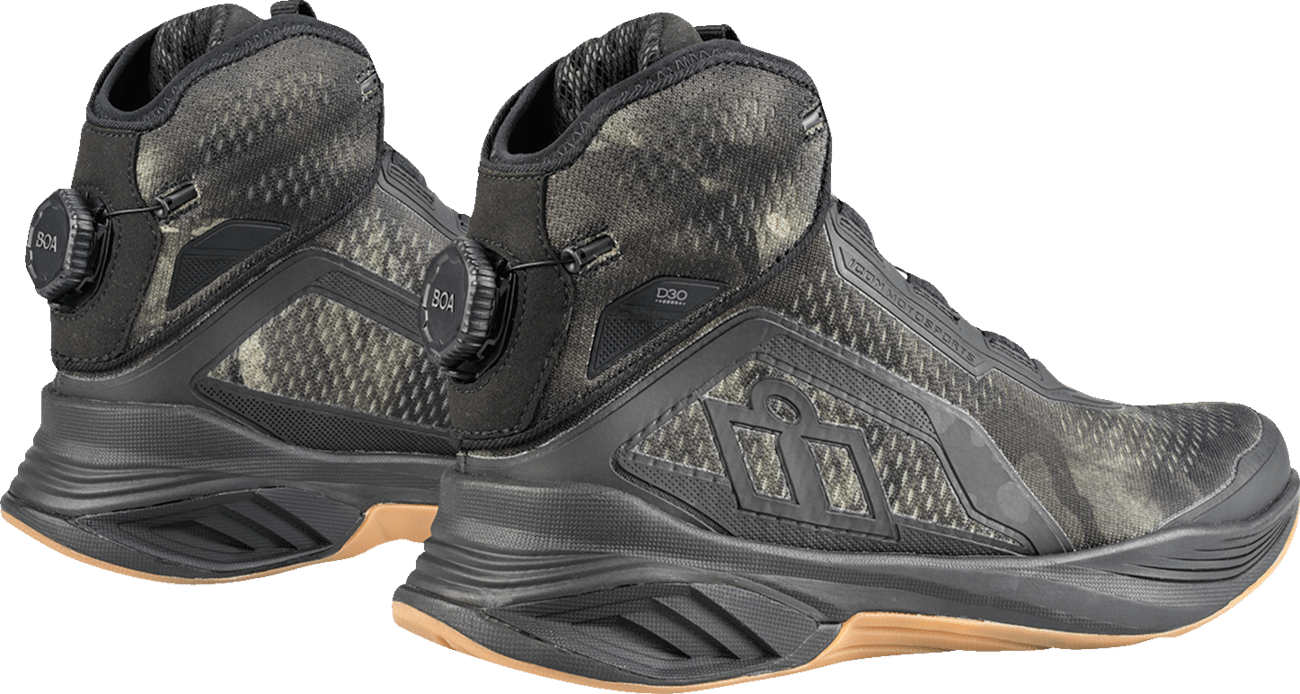 ICON Hooligan AF Boots - Durable Textile Mesh Gray/Camo - Kelly Motorsports