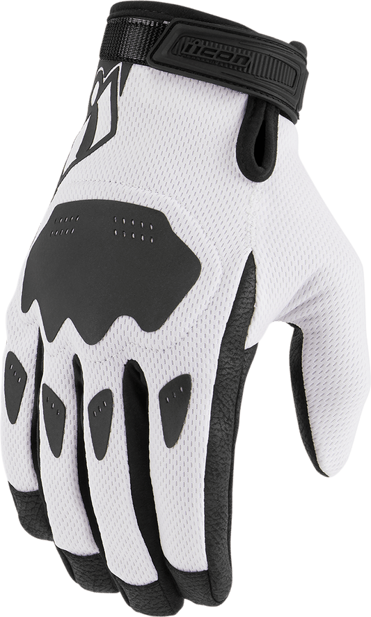 ICON Hooligan™ CE Gloves White Lightweight w/Mesh Backhand - Kelly Motorsports