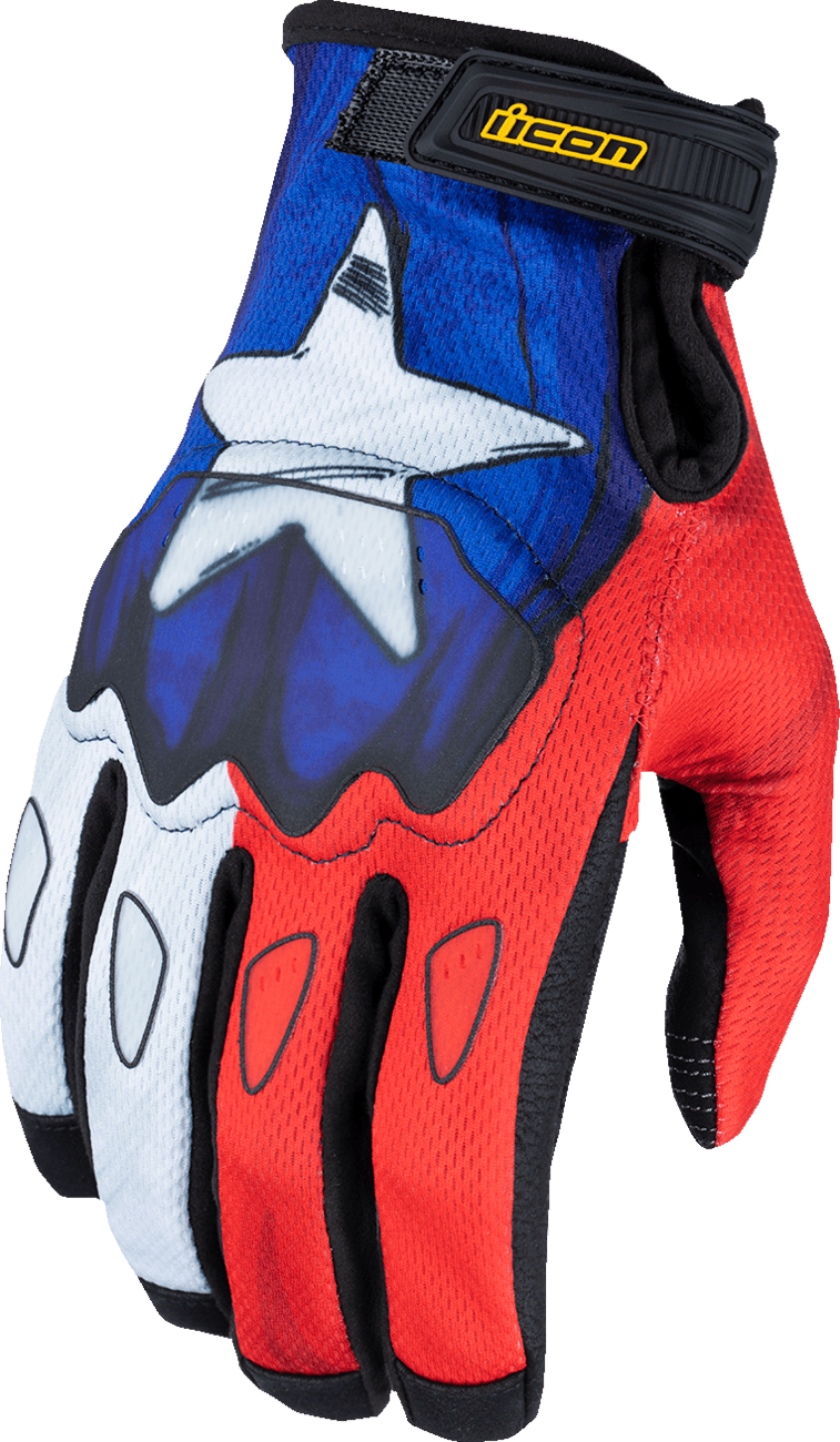 ICON Hooligan™ CE Tejas Libre Gloves Red/White/Blue - Kelly Motorsports