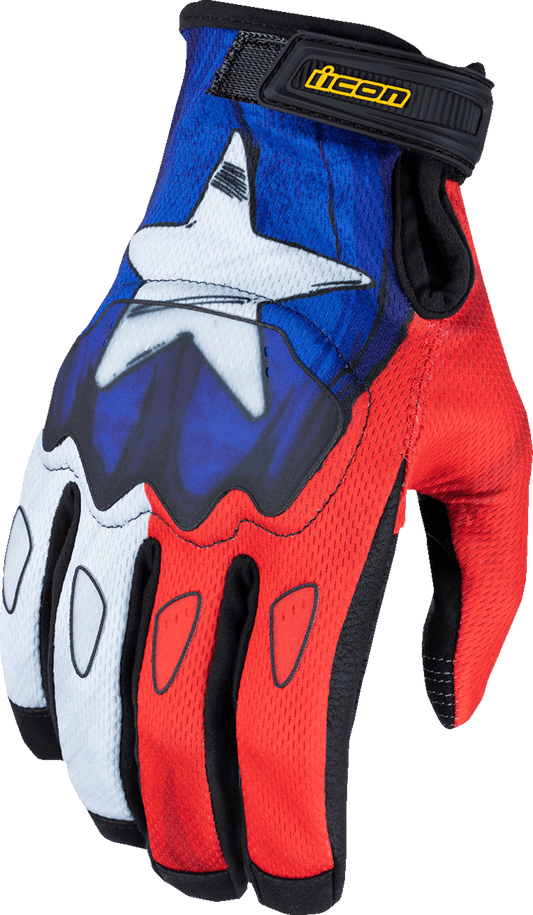 ICON Hooligan™ CE Tejas Libre Gloves Red/White/Blue - Kelly Motorsports