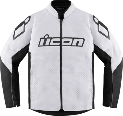ICON Hooligan™ Jacket with D3O® Impact Protectors and Mesh Ventilation White - Kelly Motorsports