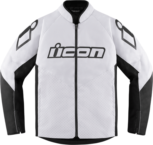 ICON Hooligan™ Jacket with D3O® Impact Protectors and Mesh Ventilation White - Kelly Motorsports