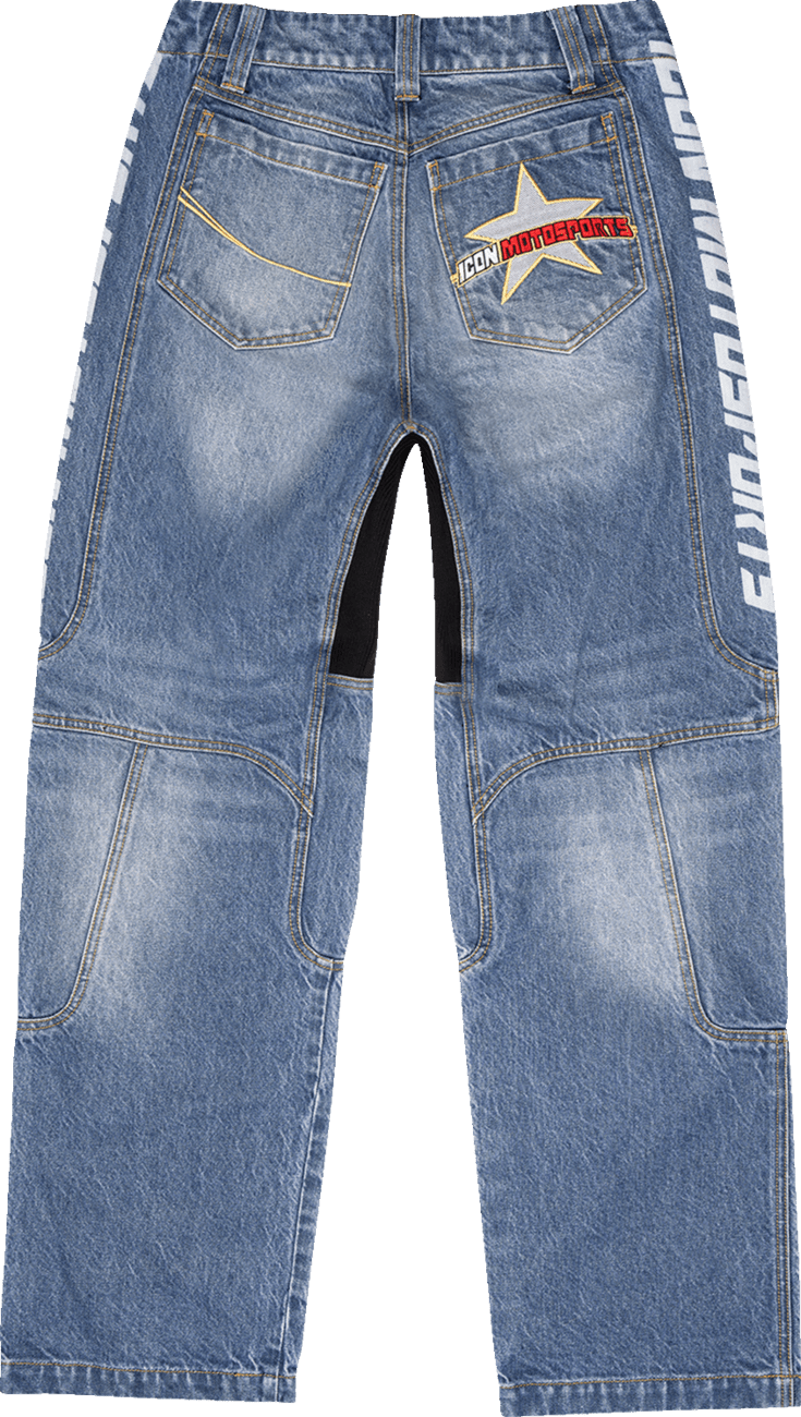 ICON Hooligan™ Jeans Durable Cordura Denim Comfort Fit and Airflow Panels - Kelly Motorsports