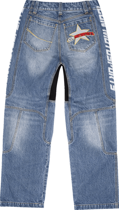 ICON Hooligan™ Jeans Durable Cordura Denim Comfort Fit and Airflow Panels - Kelly Motorsports