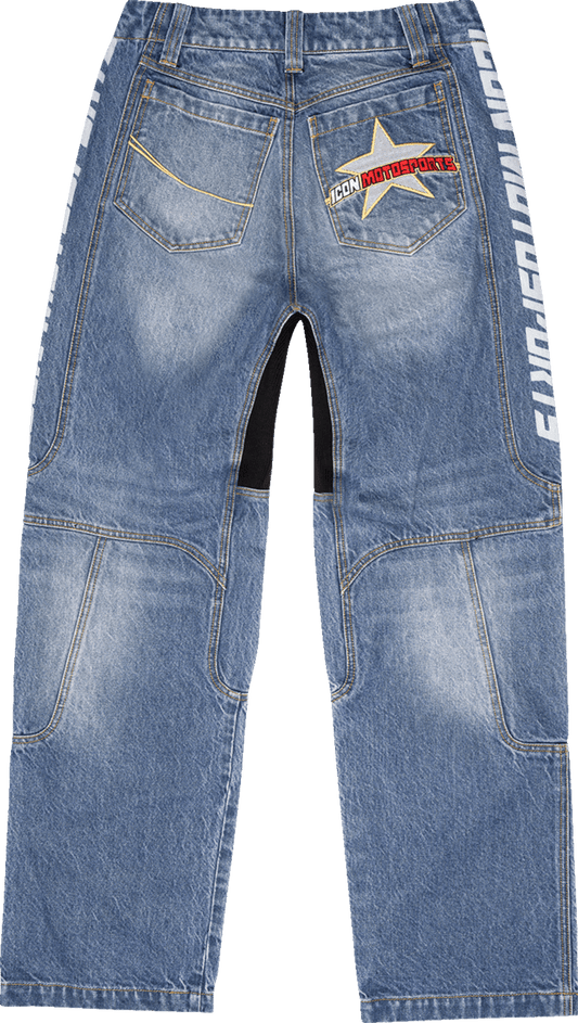 ICON Hooligan™ Jeans Durable Cordura Denim Comfort Fit and Airflow Panels - Kelly Motorsports