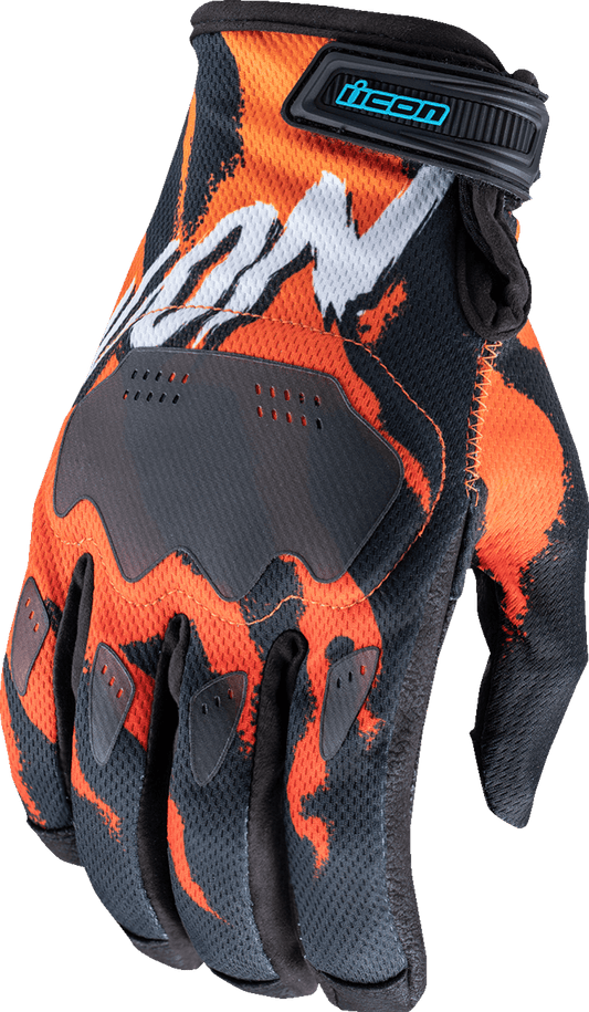 ICON Hooligan™ Rad Dawn Gloves Orange w/Polyester Mesh Backhand - Kelly Motorsports