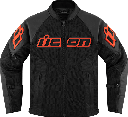ICON Mesh AF™ Leather Jacket Slayer Black/Red - Kelly Motorsports