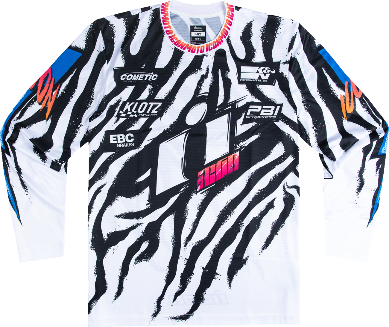 ICON Rad Dawn™ Jersey - White, Small - Breathable Mesh Design with Sublimated MX Graphics - Kelly Motorsports