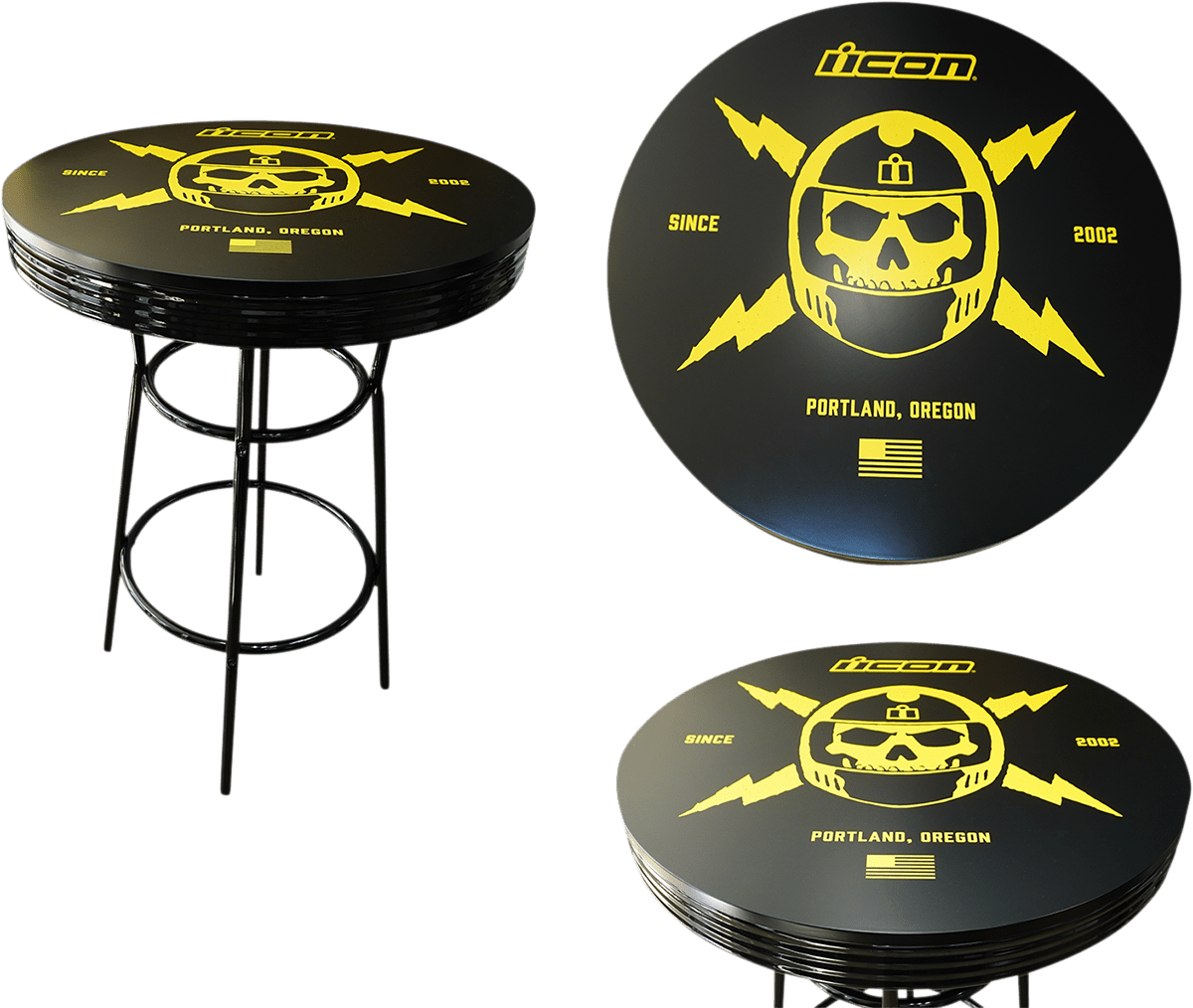 ICON Round Pub Table - 30 Inch Diameter with Black Polyurethane Coating, Part Number X80-6024ICB - Kelly Motorsports