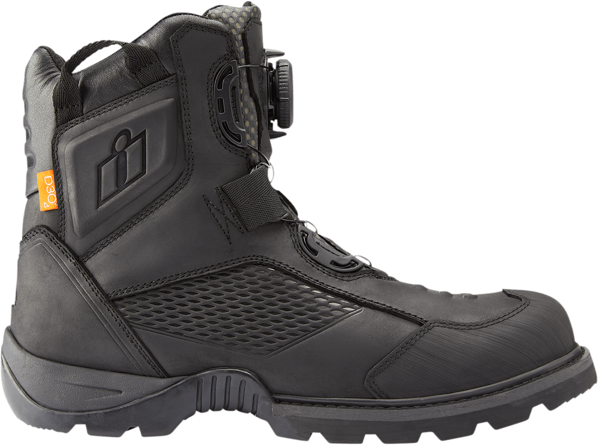 ICON Stormhawk Water-Resistant Leather Motorcycle Boots with BOA® Fit System and D3O® - Kelly Motorsports