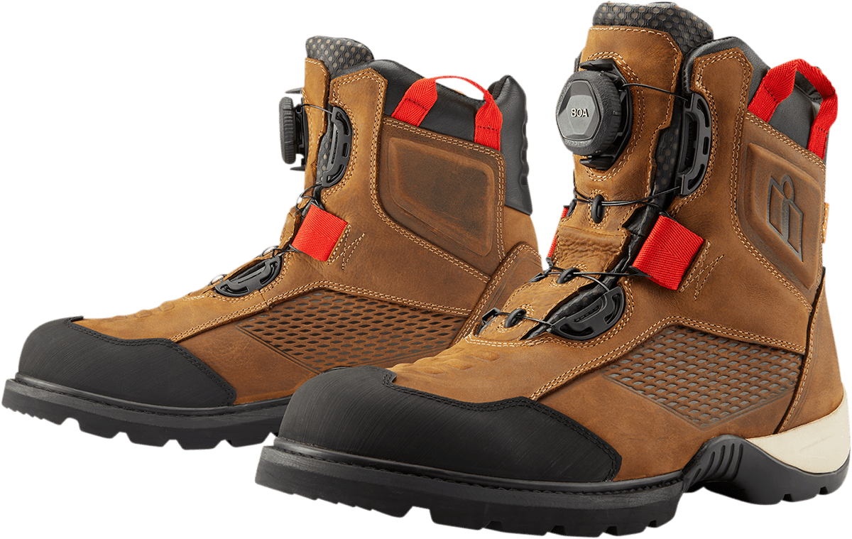 ICON Stormhawk Water-Resistant Leather Motorcycle Boots with BOA® Fit System and D3O® - Kelly Motorsports