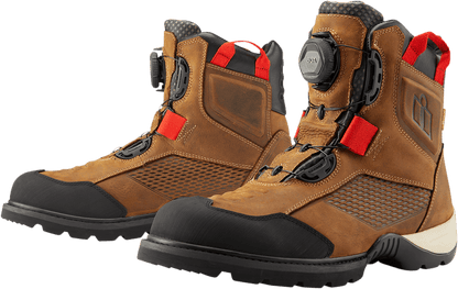 ICON Stormhawk Water-Resistant Leather Motorcycle Boots with BOA® Fit System and D3O® - Kelly Motorsports