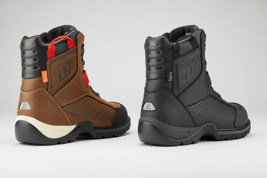 ICON Stormhawk Water-Resistant Leather Motorcycle Boots with BOA® Fit System and D3O® - Kelly Motorsports