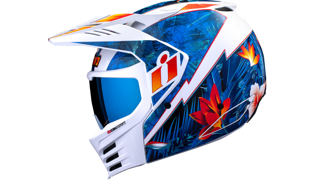 ICON Elsinore™ Helmet Blue/White Lightweight FRP Composite Shell