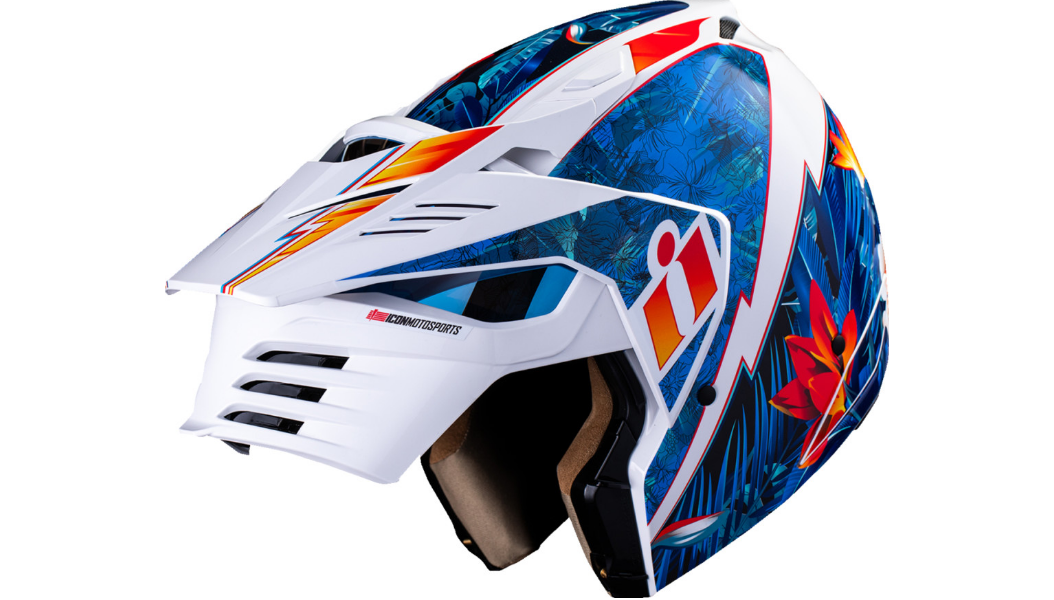 ICON Elsinore™ Helmet Blue/White Lightweight FRP Composite Shell