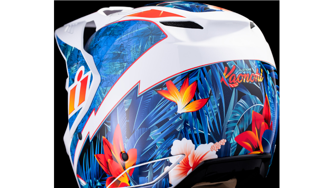ICON Elsinore™ Helmet Blue/White Lightweight FRP Composite Shell