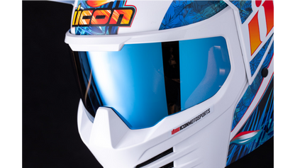 ICON Elsinore™ Helmet Blue/White Lightweight FRP Composite Shell
