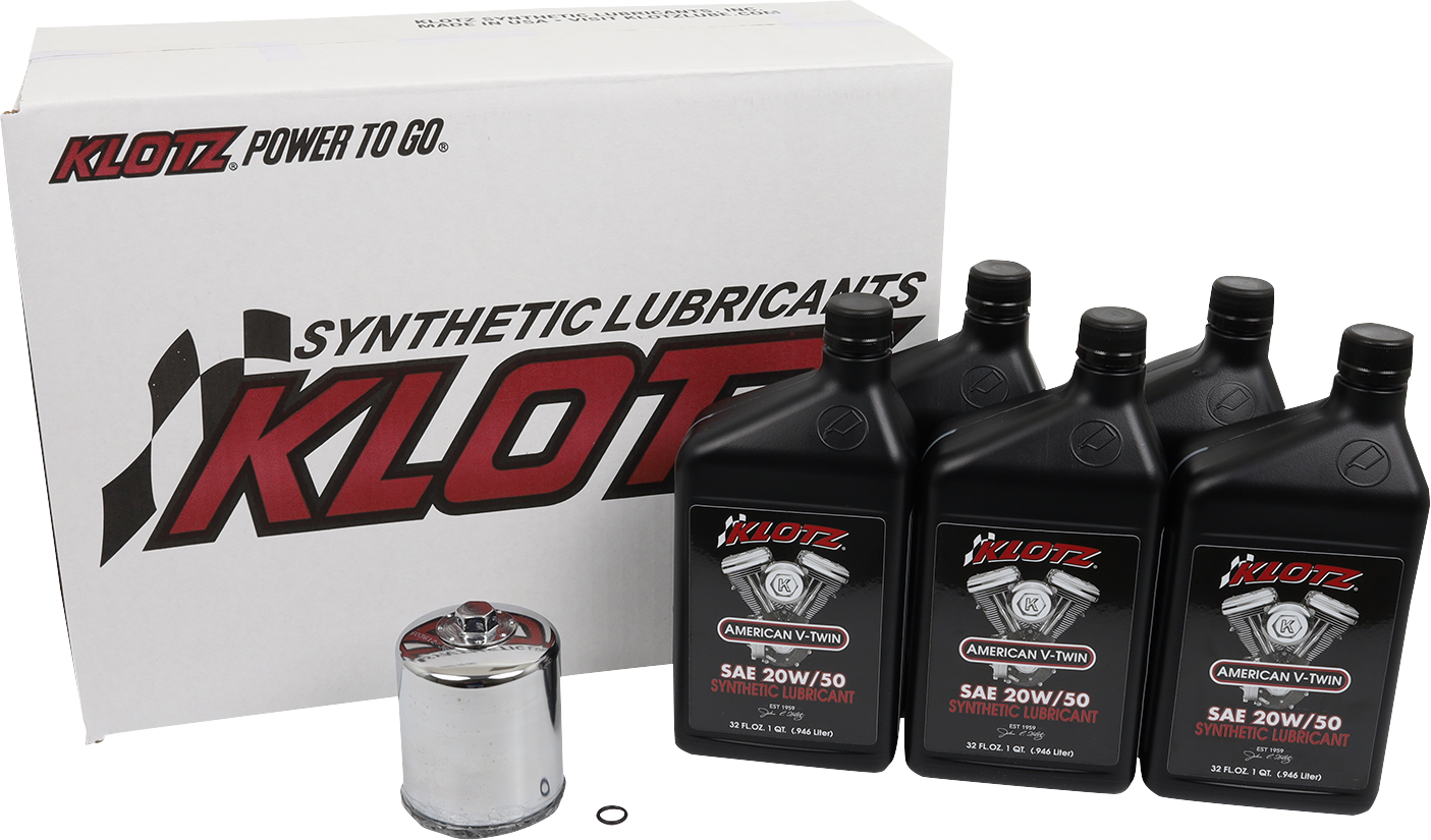 KLOTZ OIL Basic Oil Change Kit for Harley - Davidson Twin Cam and M8 Engines - Part KH - 109 - Kelly Motorsports