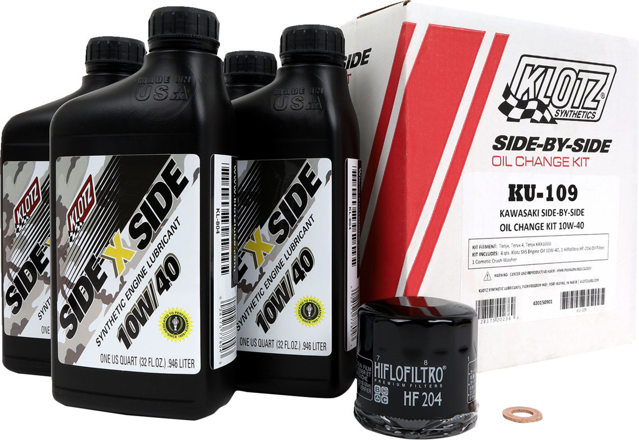Klotz Oil Kawasaki Oil Change Kit KU - 109 - 10W - 40 Synthetic Motorcycle Oil and Filter Set - Kelly Motorsports