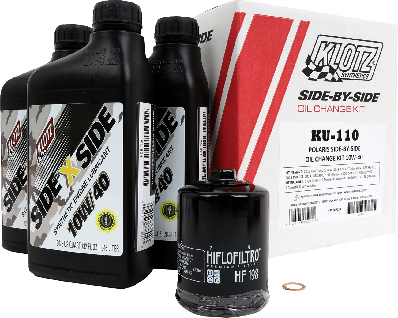 Klotz Oil KU - 110 Off - Road Engine and Transmission Oil Change Kit for Polaris 10W/40 - Kelly Motorsports