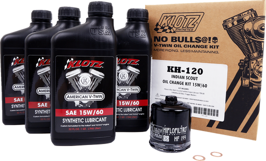 KLOTZ OIL Oil Change Kit for Indian Scout 15W - 60 (Part Number KH - 120) - Kelly Motorsports