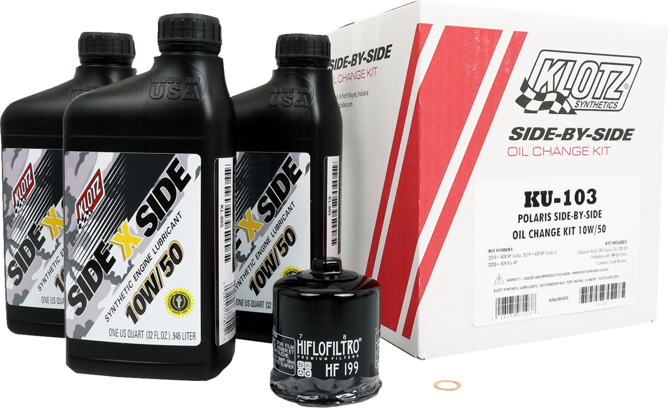Klotz Oil Polaris SxS 10W/50 V - Twin Oil Change Kit - Part KU - 103 by Klotz Oil - Kelly Motorsports