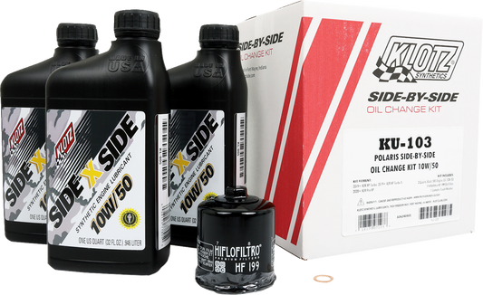 Klotz Oil Polaris SxS 10W/50 V - Twin Oil Change Kit - Part KU - 103 by Klotz Oil - Kelly Motorsports