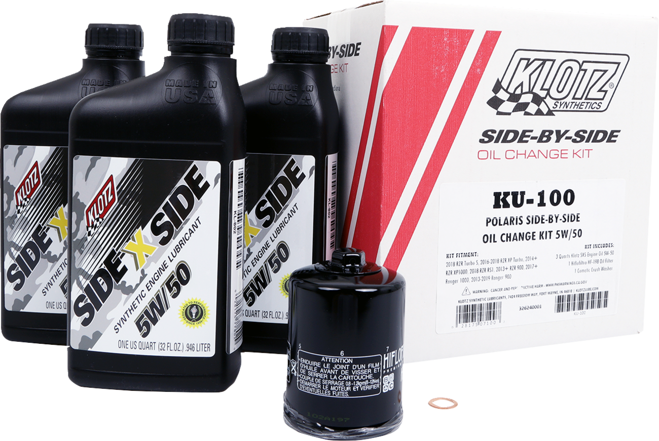 Klotz Oil Polaris SxS V - Twin Oil Change Kit - 5W/50 'KU - 100' by Klotz Oil - Kelly Motorsports