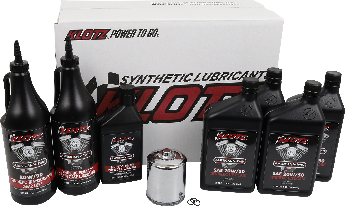 Klotz Oil Premium Oil Change Kit for Harley - Davidson Evolution Big Twin 1984 - 1999 - Part KH - 102 - Kelly Motorsports