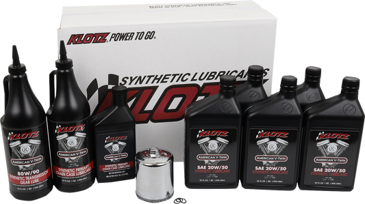 Klotz Oil Premium Oil Change Kit for Harley - Davidson Evolution Big Twin '84 - '99 – Part Number KH - 106 - Kelly Motorsports