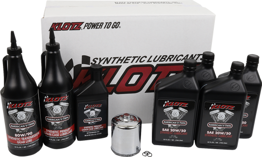 Klotz Oil Premium Oil Change Kit for Harley - Davidson Twin Cam and M8 - Part KH - 100 - Kelly Motorsports