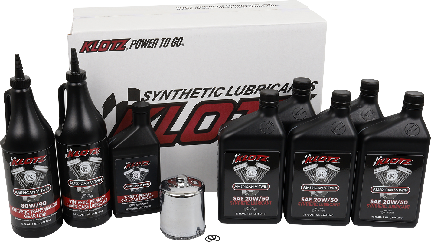 Klotz Oil Premium Oil Change Kit for Harley - Davidson Twin Cam & M8 Engines – Part KH - 108 - Kelly Motorsports