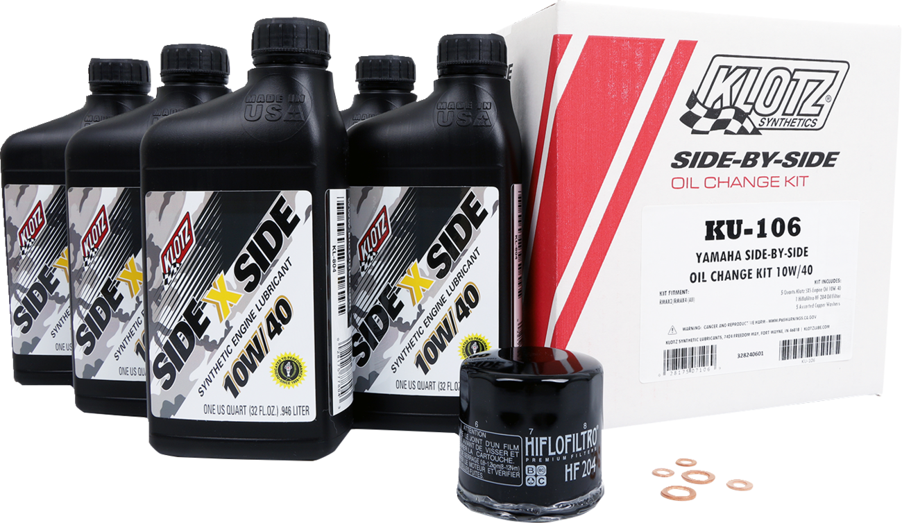 Klotz Oil Yamaha SxS 10W/40 V - Twin Oil Change Kit - Part Number KU - 106 - Kelly Motorsports