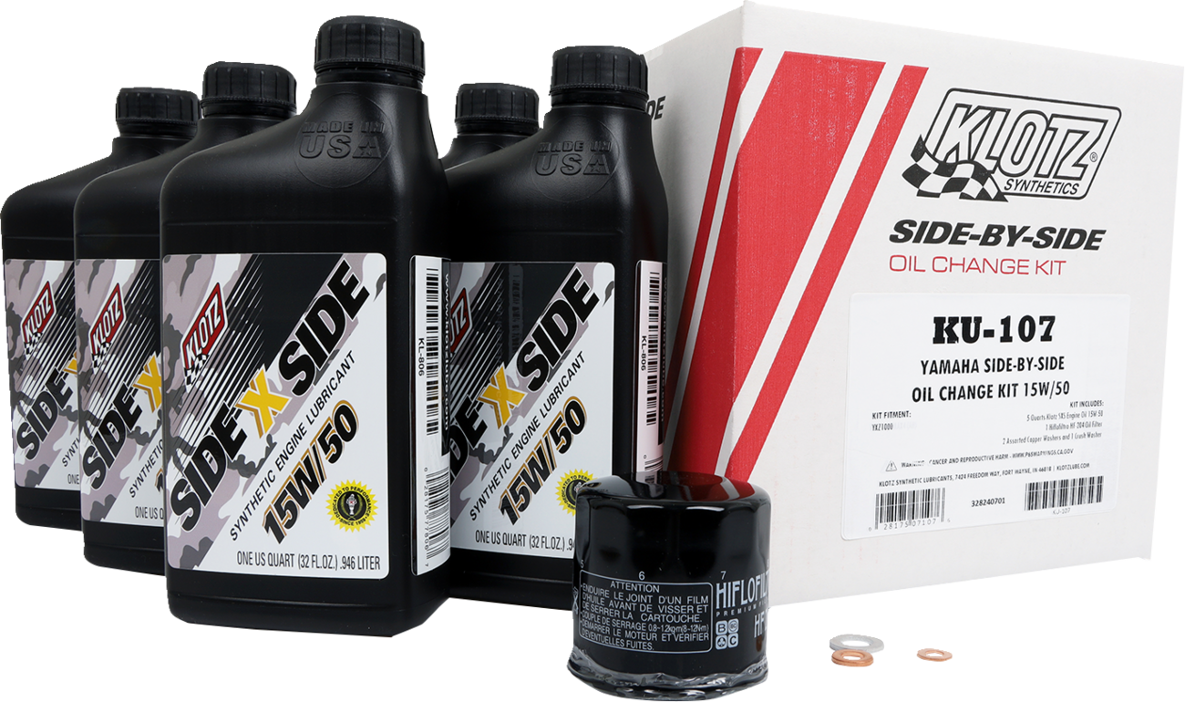 Klotz Oil Yamaha SxS 15W/50 V - Twin Oil Change Kit - Part Number KU - 107 - Kelly Motorsports