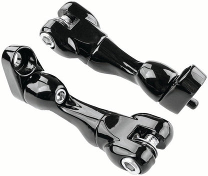 Kuryakyn Adjustable Passenger Peg Mounts for Harley-Davidson Touring and Indian Models - Gloss Black - Kelly Motorsports