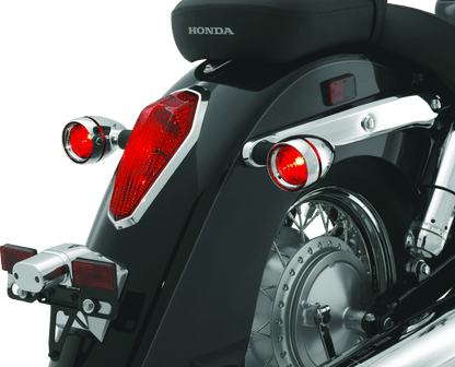 Kuryakyn Deep Dish Bezels with Red Lenses for Kawasaki Vulcan 2000 and Honda VTX1800 Series - Kelly Motorsports