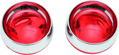 Kuryakyn Deep Dish Bezels with Red Lenses for Kawasaki Vulcan 2000 and Honda VTX1800 Series - Kelly Motorsports