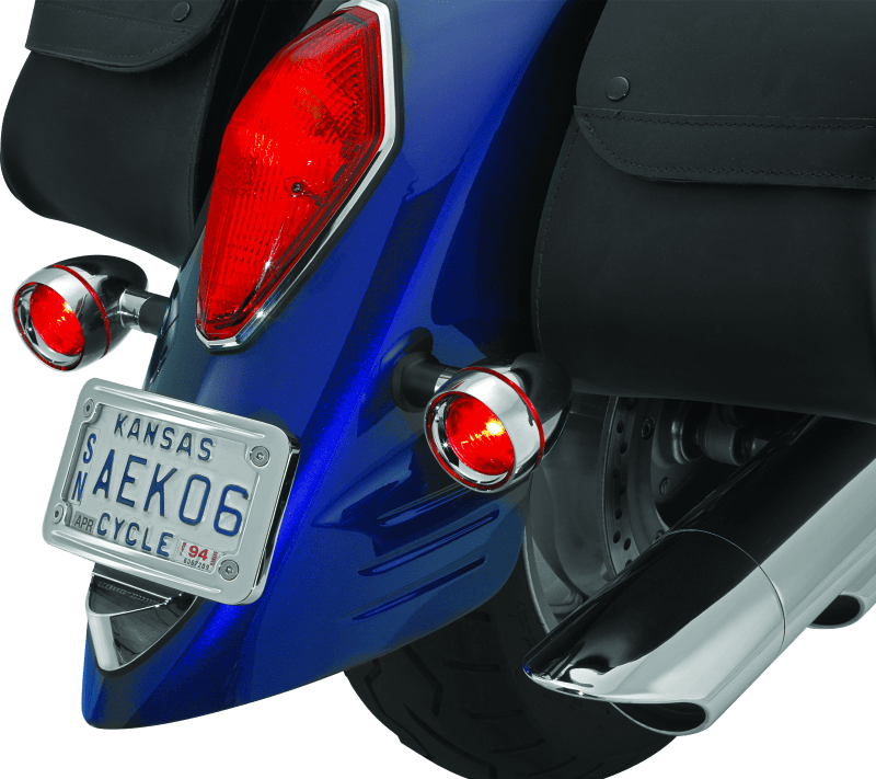 Kuryakyn Deep Dish Bezels with Red Lenses for Kawasaki Vulcan 2000 and Honda VTX1800 Series - Kelly Motorsports