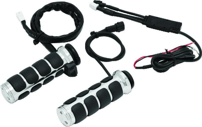 Kuryakyn Heated ISO Grips Throttle-By-Wire Chrome – Keep Your Hands Warm with Adjustable Heating Levels - Kelly Motorsports