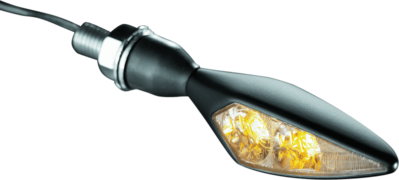 Kuryakyn Micro Rhombus Amber Turn Signal Set for Front and Rear - Satin Black, Part Number KUR2550 - Kelly Motorsports