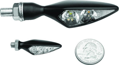 Kuryakyn Micro Rhombus Amber Turn Signal Set for Front and Rear - Satin Black, Part Number KUR2550 - Kelly Motorsports